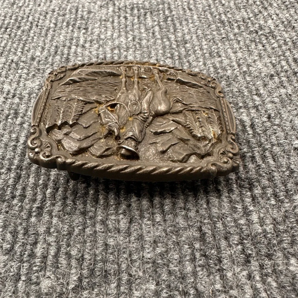 Cowboy Belt Buckle Men OS Western Horse Rider Mountains Bronze Vintage rodeo